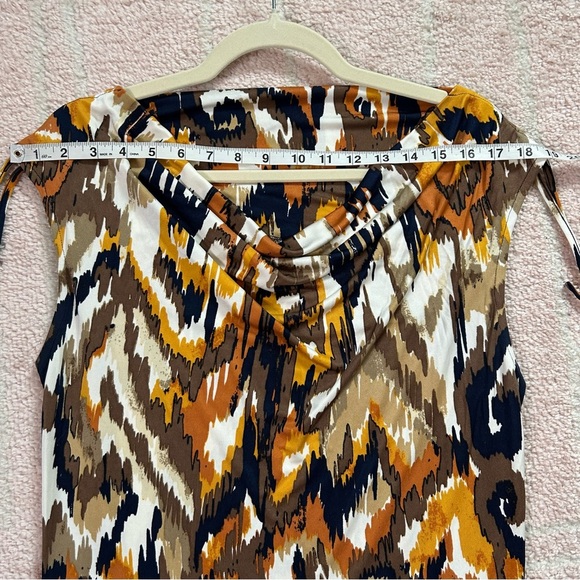 Tory Burch 100% Silk Ikat Multicolor Sleeveless Midi Dress Size Medium - Picture 5 of 10